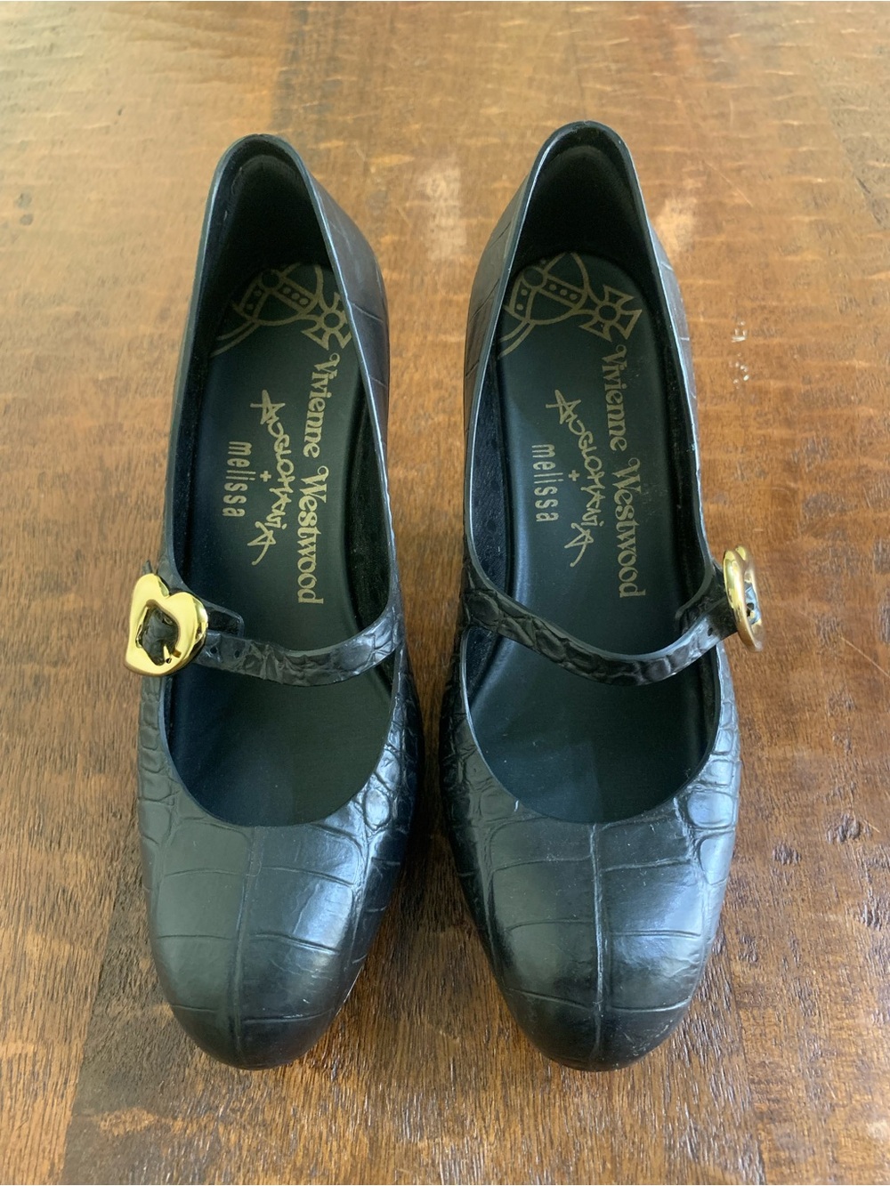 Vivienne Westwood Anglomania x Melissa Size 8 Black Embossed Heels